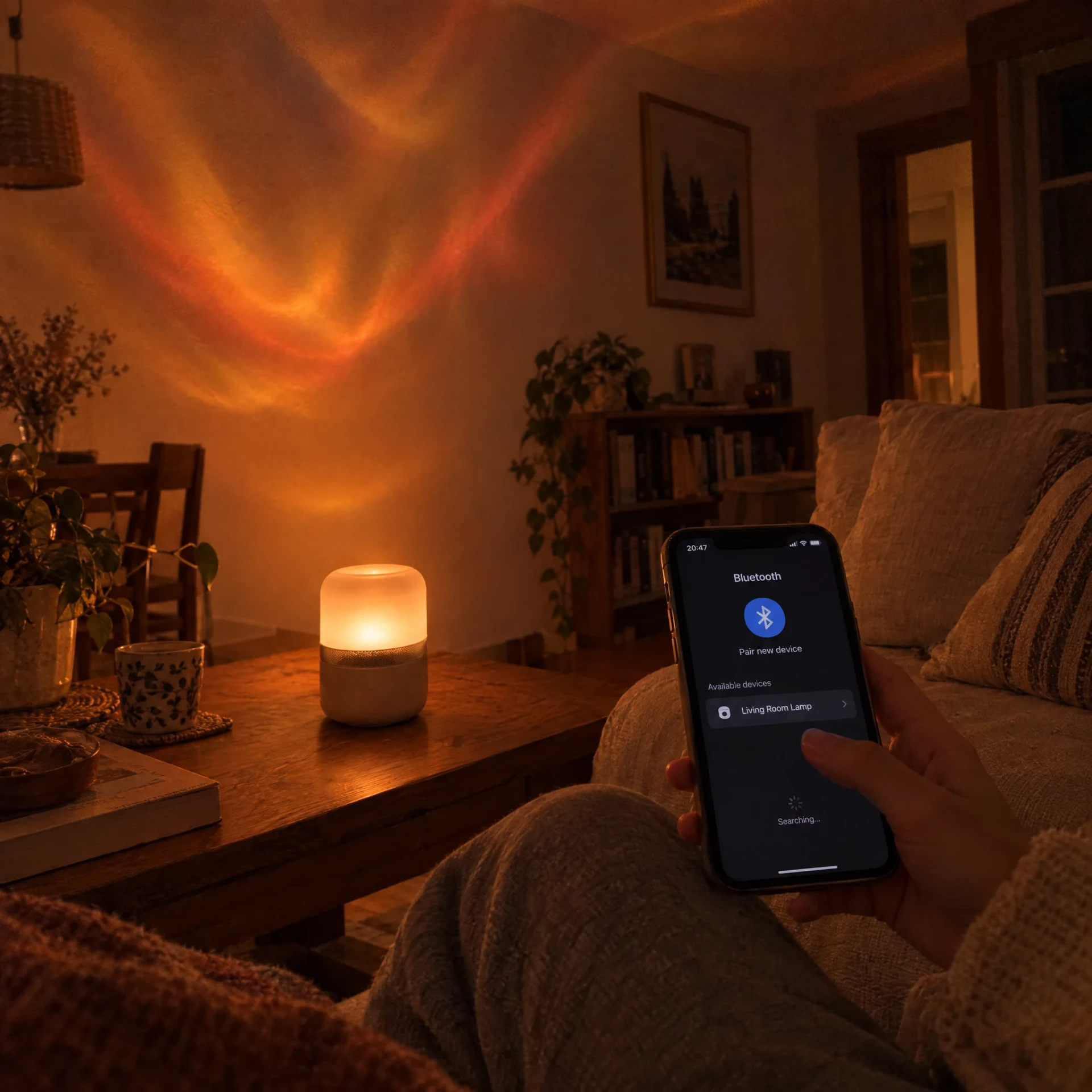 Conectando el móvil por Bluetooth a Clavelux desde el sofá